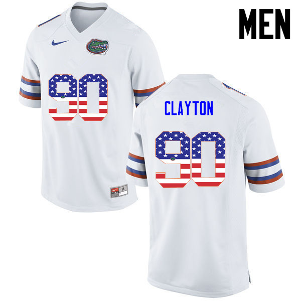 Men Florida Gators #90 Antonneous Clayton College Football USA Flag Fashion Jerseys-White